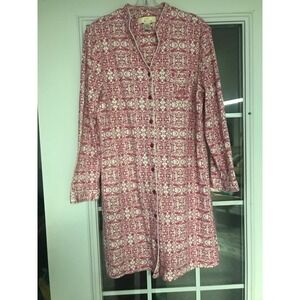 White‎ Orchid Women's Sleepwear Nightgown L Pink White Long Sleeve Button Front